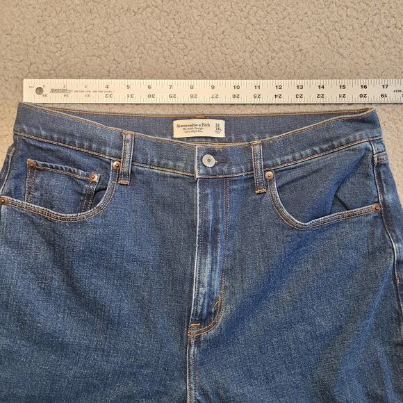 Abercrombie & Fitch Jeans 32 14 XL Blue Denim Ankle Straight Ultra High Rise - Picture 6 of 8